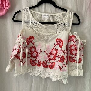 Morning Crop top Small Embroidered Lace Boho Cottagecore